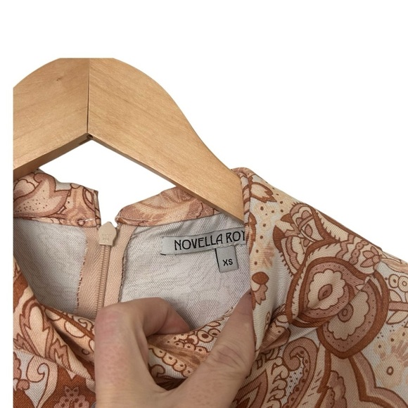 Novella Royale peach paisley Hermosa mini dress size xs tassels festival boho - Picture 5 of 12